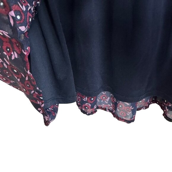 Lane Bryant Plus Size 24 Maroon Ditsy Print Floral Ruffle Hem 3/4‎ Sleeves - Picture 6 of 11